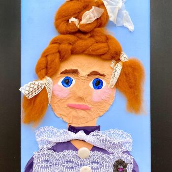 Kisha Rollins St Joseph's Beechworth Year 5      Rosemary - A Face From The Past     Canvas Board, Clay, Mixed Media, Paint