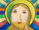 Madelyn Cresswell St Mary's Myrtleford Year 1      Jesus     Greylead, Marker, Mixed Media, Oil Pastel, Watercolour      Jesus helped people long ago. We can help people just like Jesus did.