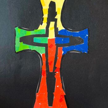 Luca Raco St Joseph's Cobram Year 2      The Mercy Cross     Collage, Wax Crayon, Mosaic      This cross represents our school's charism as a mercy school.