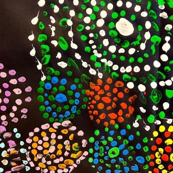 Kara Gellatly Holy Rosary Heathcote Year 3      Yarning Circles     Paint      This picture is about Yarning Cicles and it was inspired by the NAIDOC week Theme 'For our Elders.
