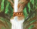 Fatma Ghadban St Anne's College Kialla Year 9      Allah's Creations     Acrylic, Canvas Board, Pencil      I painted the Multnomah Falls, as it really caught my eye when I saw it. I used acrylic paint, pencils and some markers. I was inspired to paint na