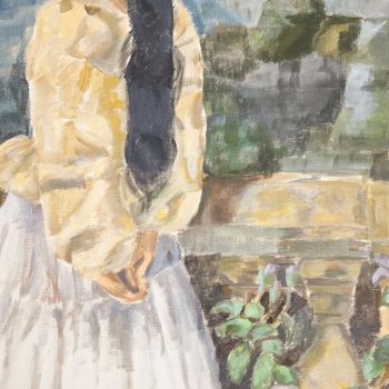 Madeline Link St Joseph's College Echuca Year 11      A Moment of Reflection     Acrylic      In my artwork, A Moment of Reflection, I explore the theme of Christianity and relationships with God from the perspective of a young woman. This piece represent
